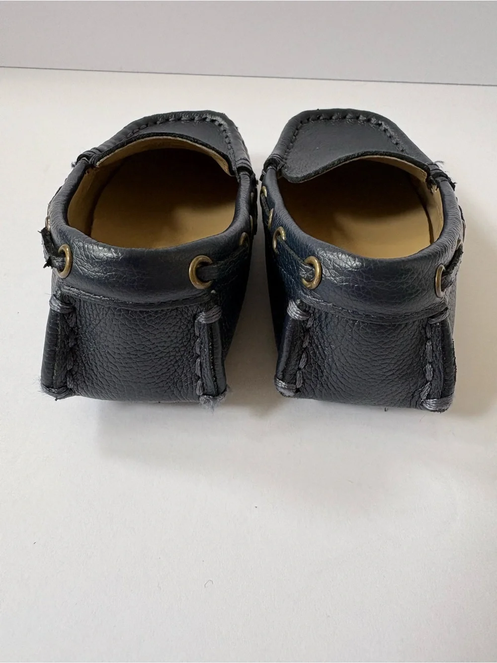 Janie And Jack Leather Dark Blue Driver Moccasins Shoes Preppy Occasion 7 Soft